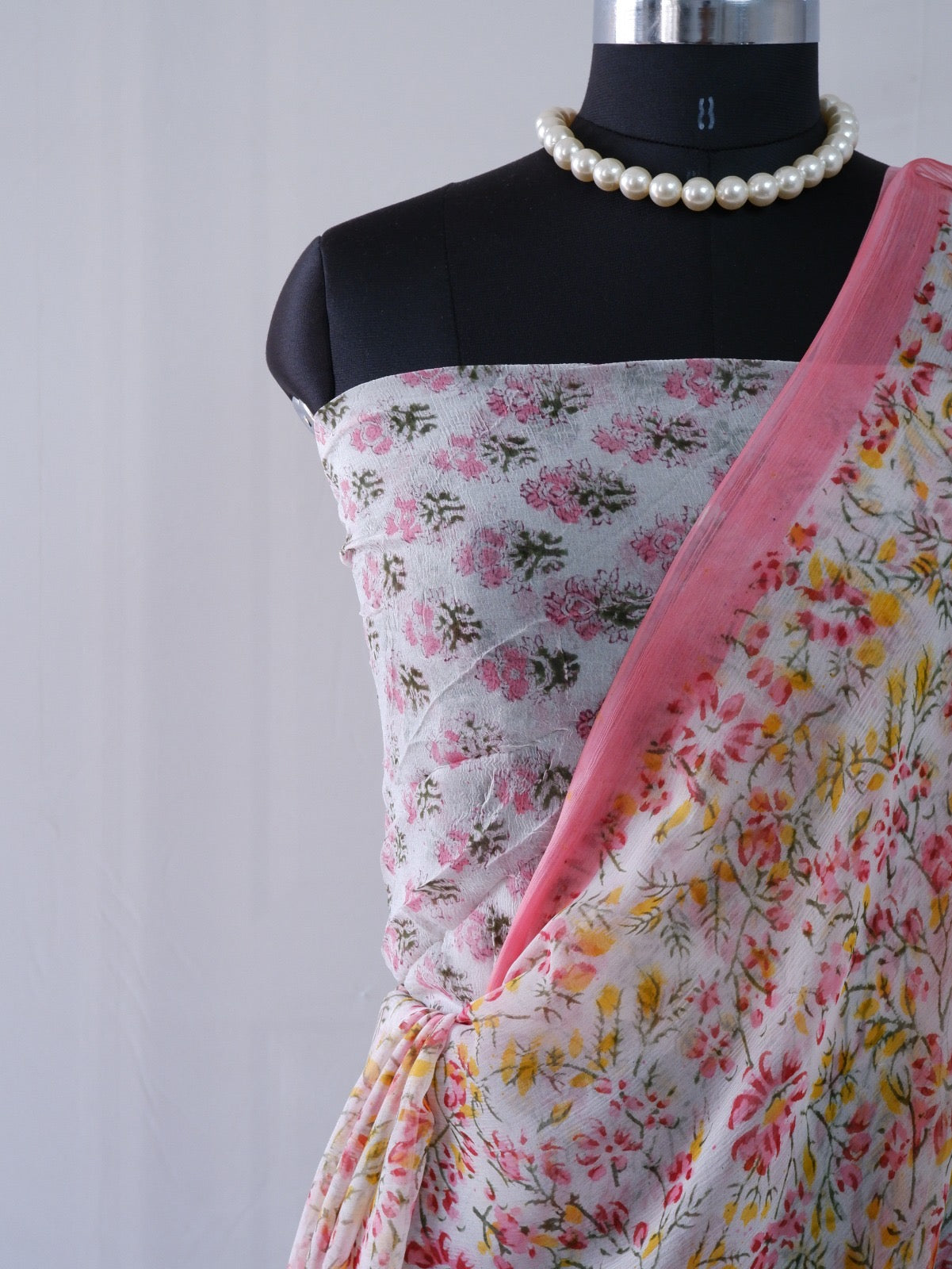 Hand Block Print Saree | Pure Chiffon