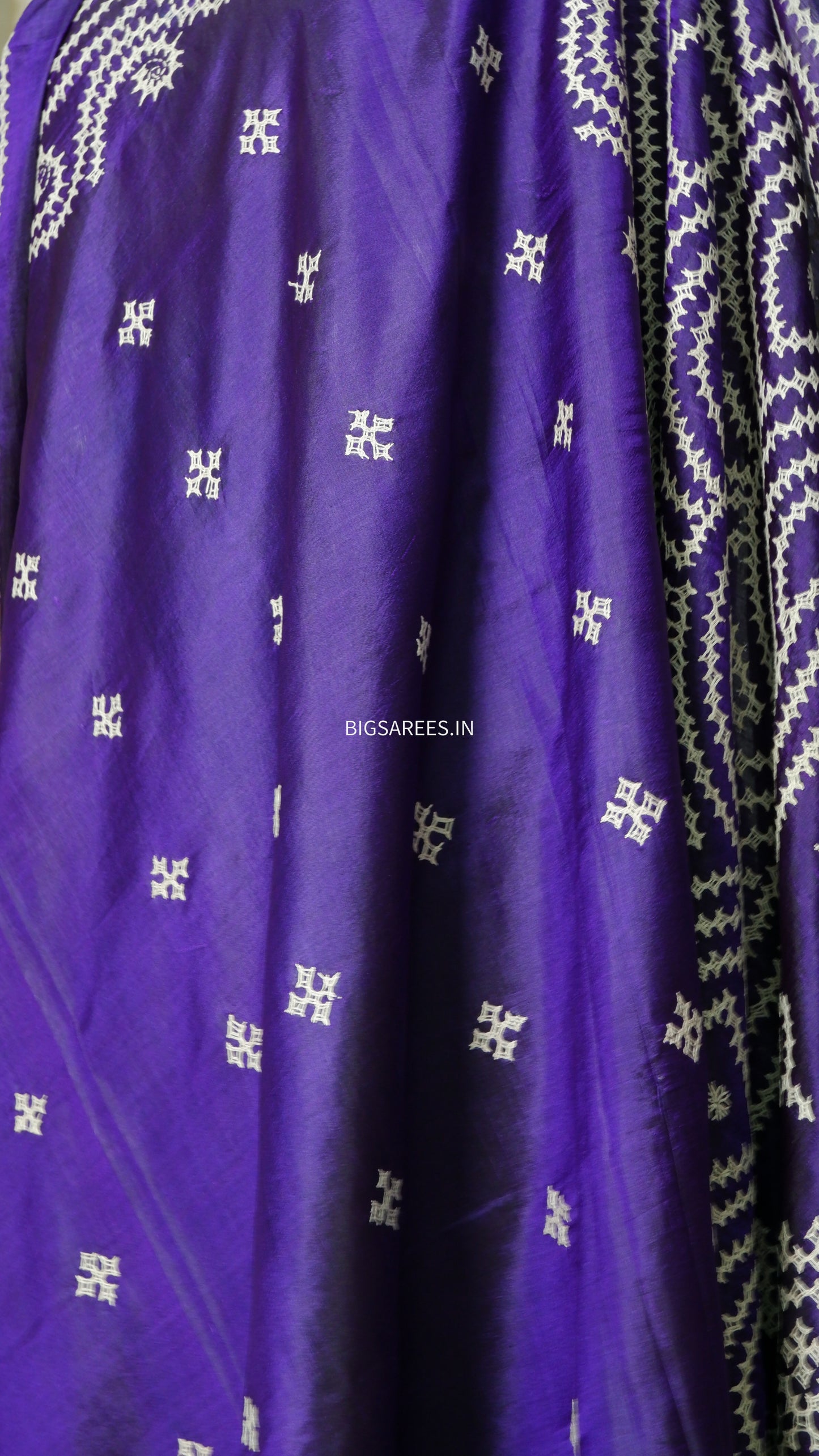 Kutch Hand Embroidered Pure Banglore Silk Saree