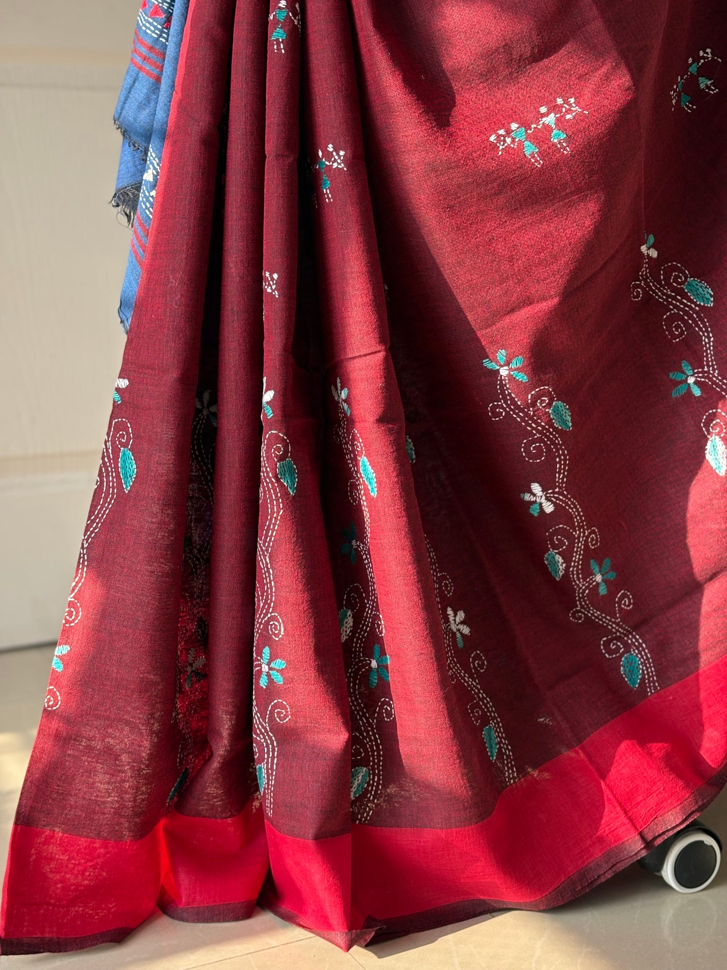 Kantha Hand Embroidered Pure Cotton Saree