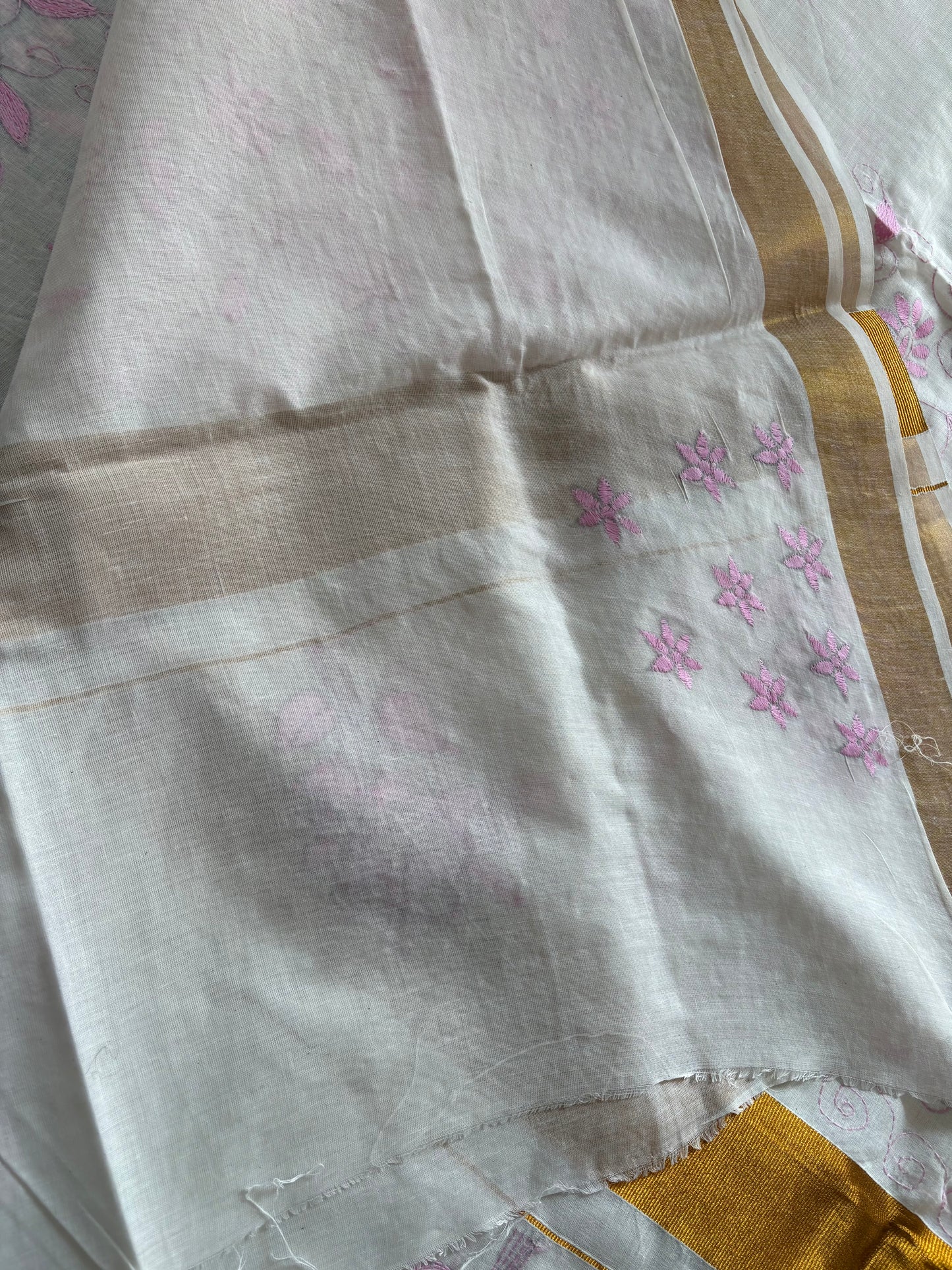 Kantha Stitch Hand Embroidered South Cotton Saree