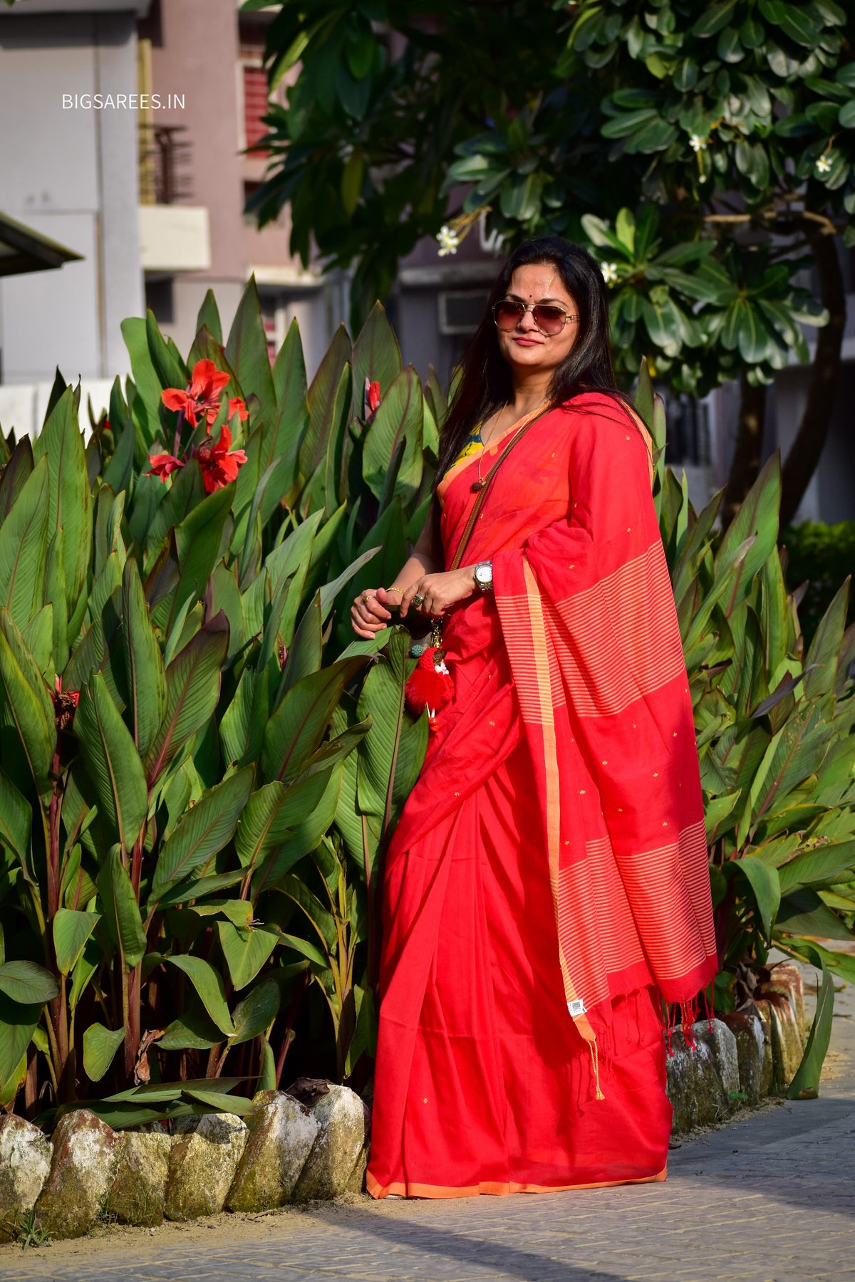 Hand woven Pure Cotton Saree (Handloom Marked) - Red