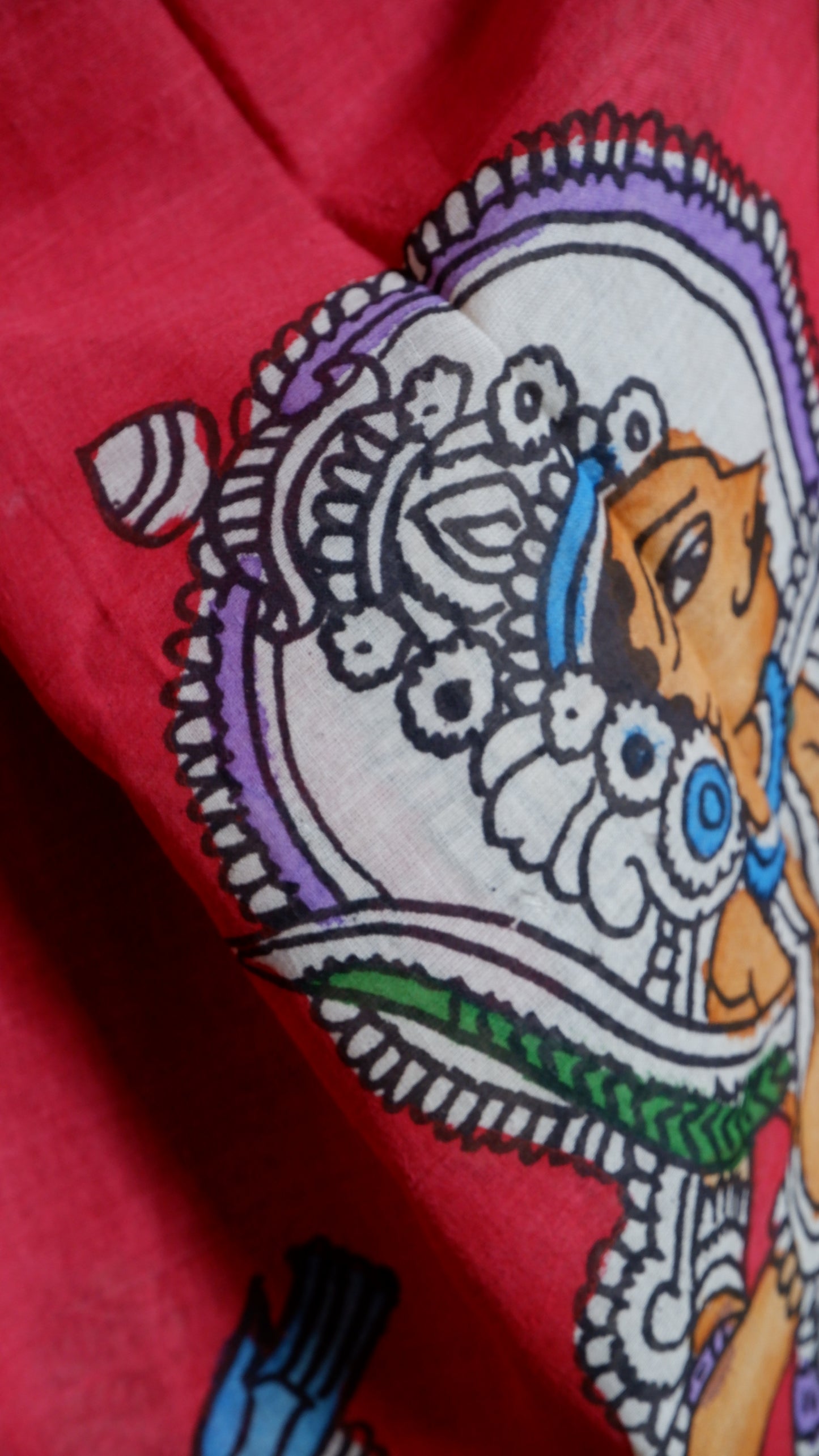 Pen Kalamkari hand painted pure cotton Saree with blouse