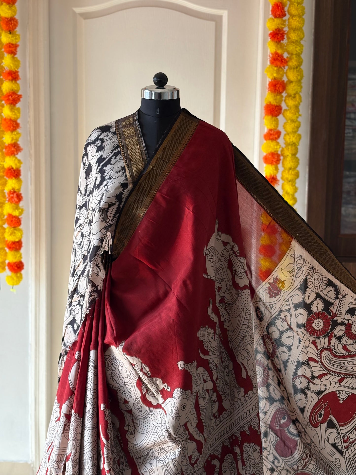 Printed Kalamkari Silk Saree with blouse