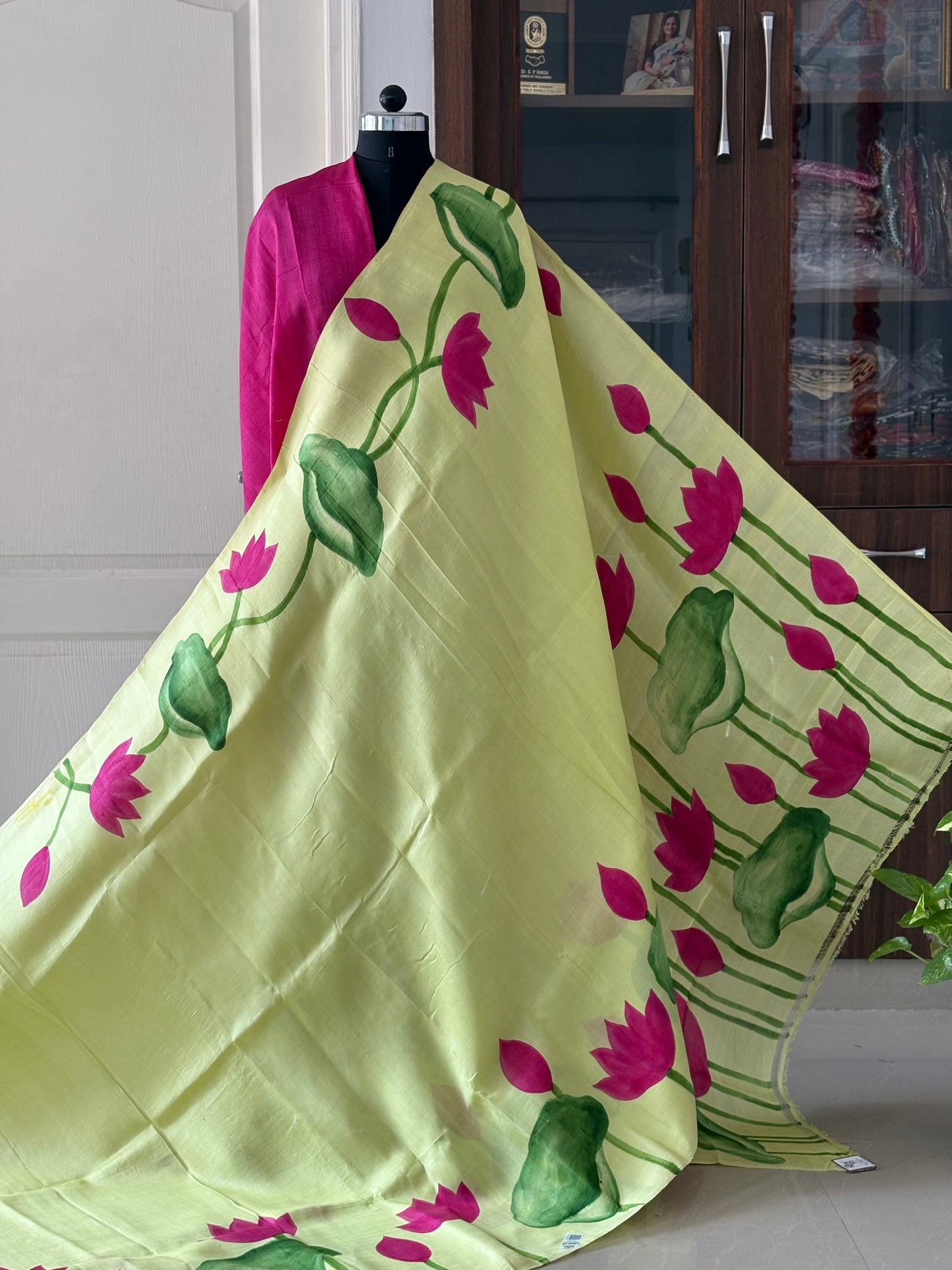 Exclusive Hand painted Pure Bishnupuri Silk Saree (Silk Marked)