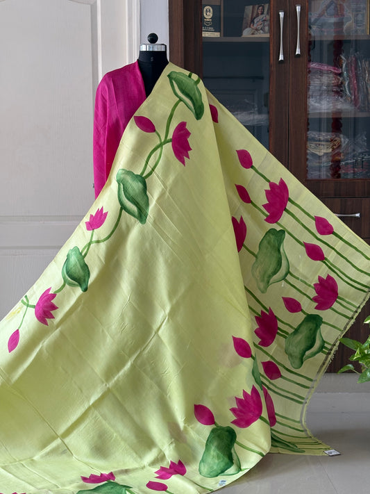 Exclusive Hand painted Pure Bishnupuri Silk Saree (Silk Marked)