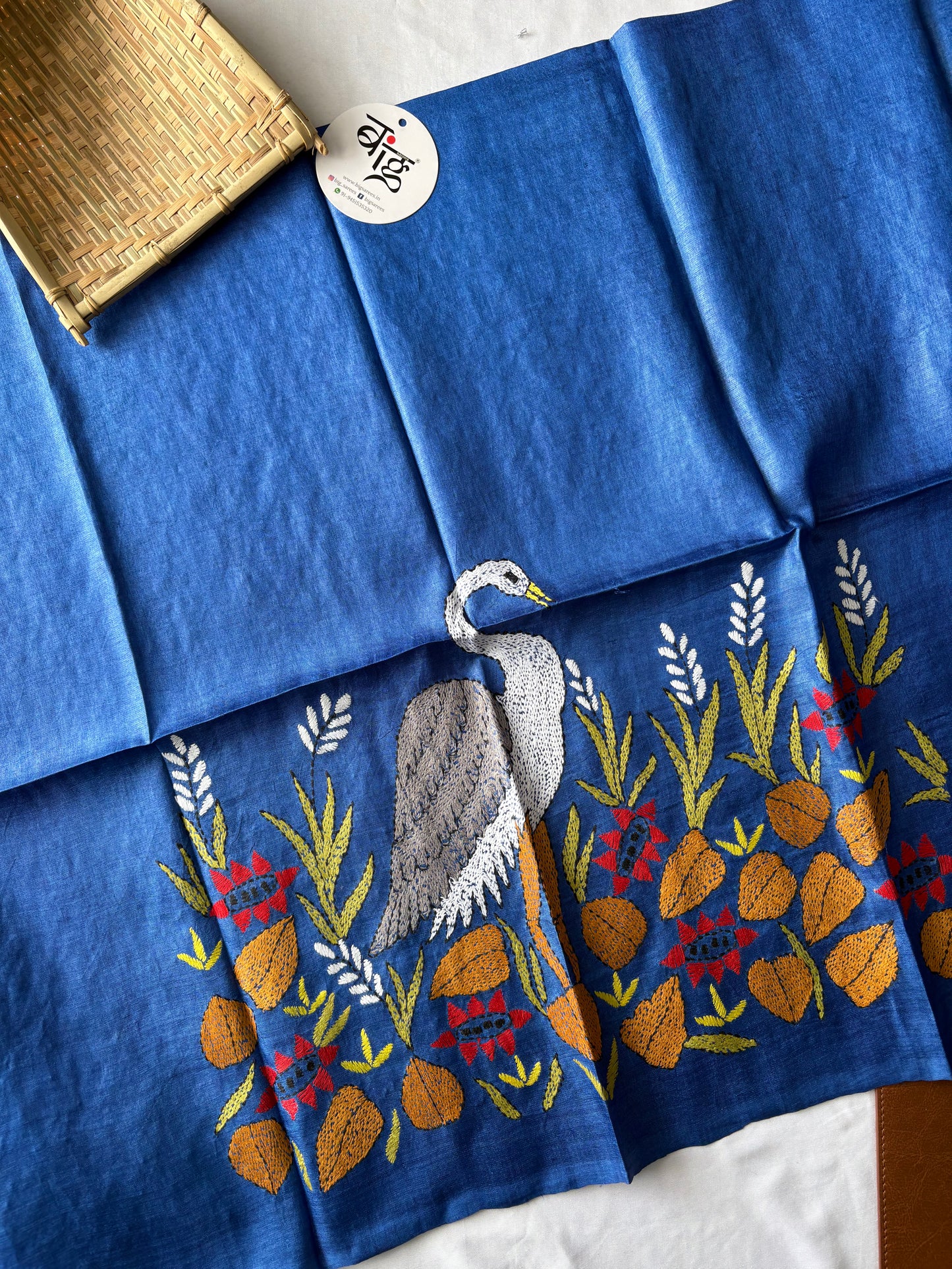 Kantha Stitch Pure Silk Blouse Piece