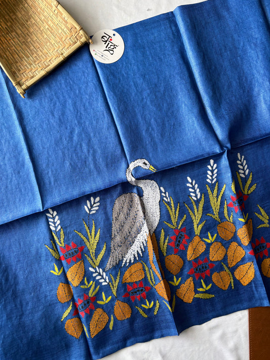 Kantha Stitch Pure Silk Blouse Piece