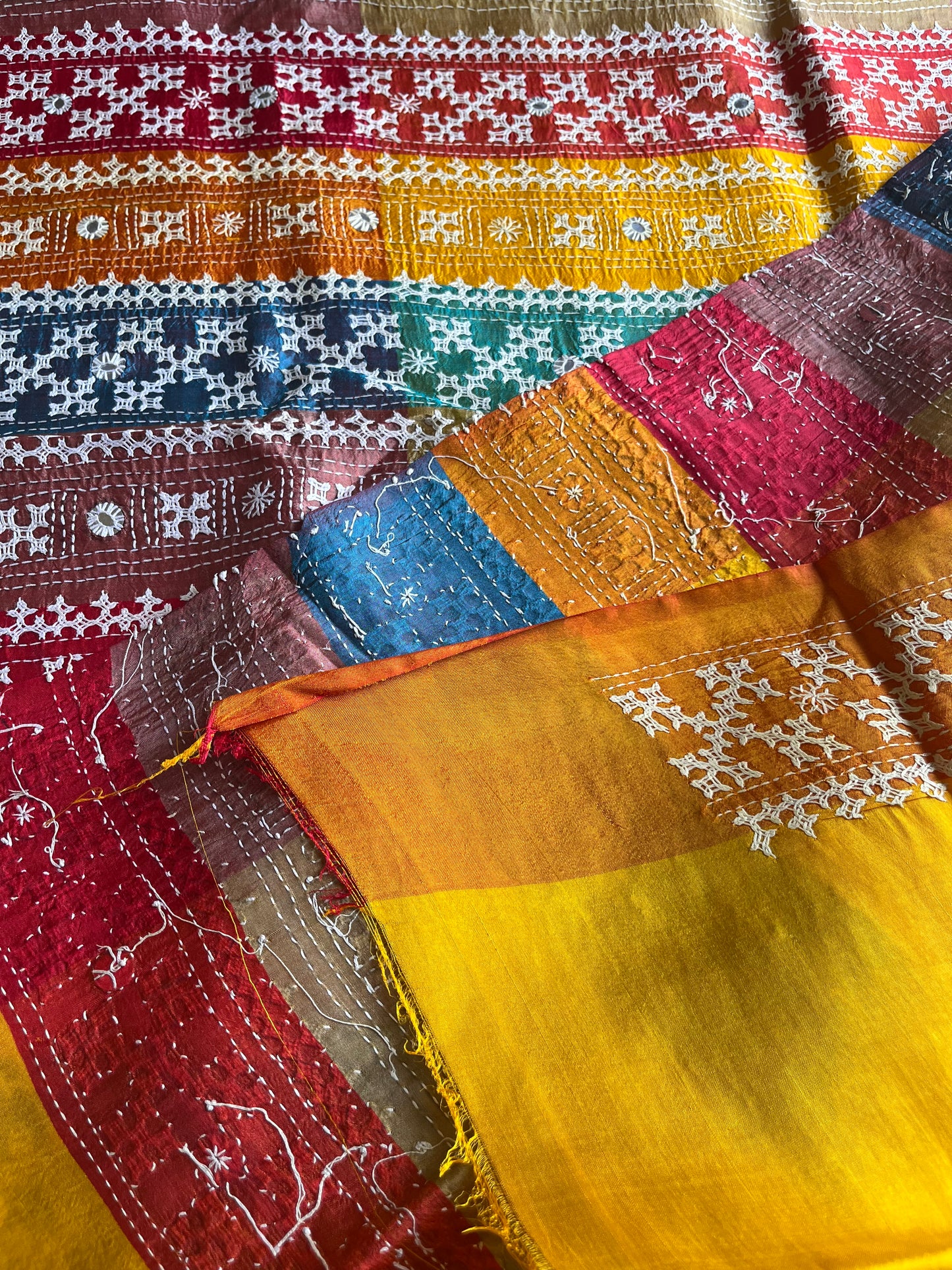 Kutch Hand Embroidered Pure Banglore Silk Saree