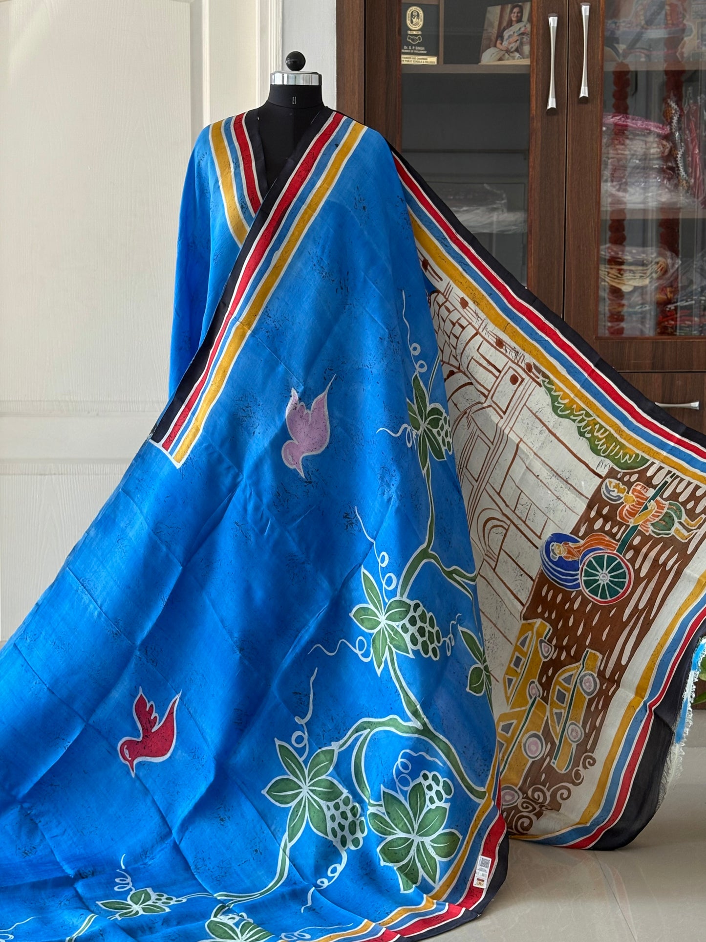 Exclusive Hand painted Pure Bishnupuri Silk Saree (Silk Marked)