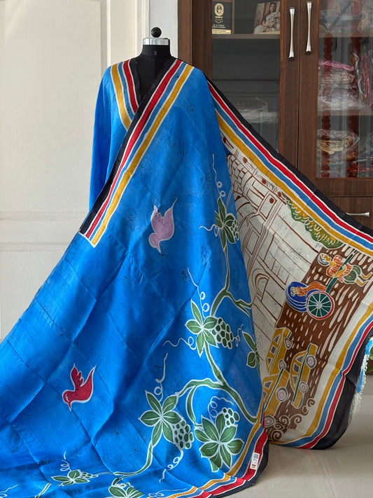 Exclusive Hand painted Pure Bishnupuri Silk Saree (Silk Marked)