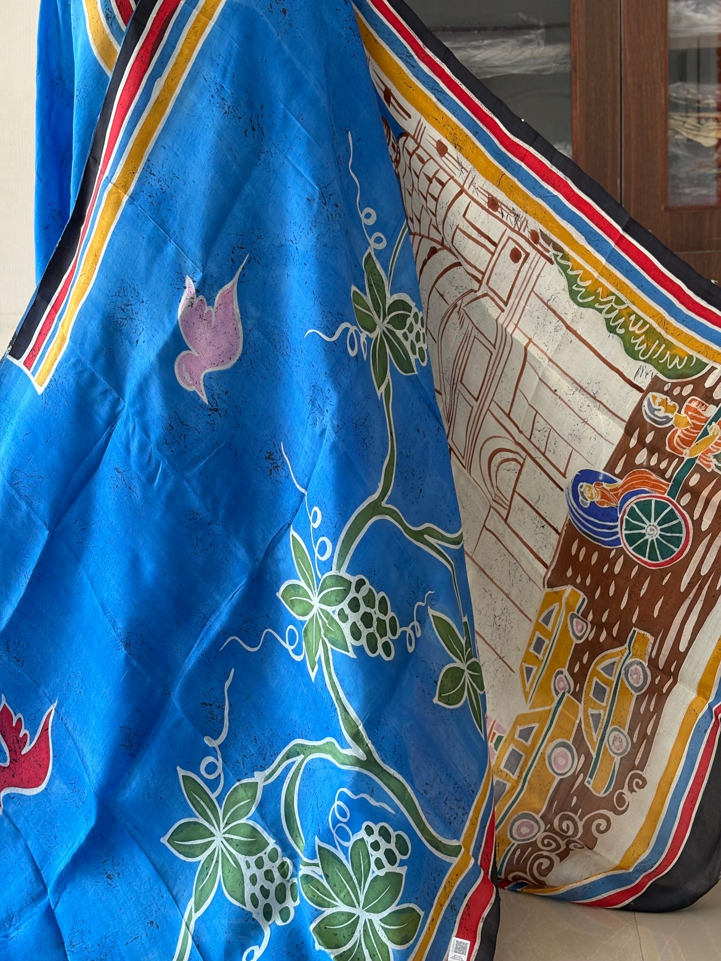Exclusive Hand painted Pure Bishnupuri Silk Saree (Silk Marked)