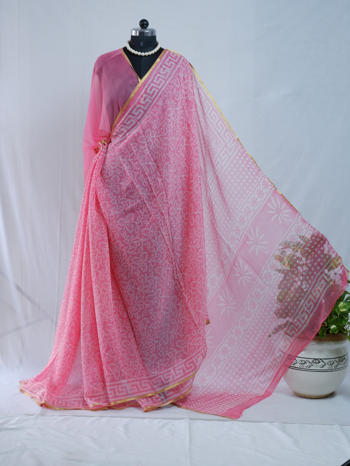 Hand Block Print Saree | Pure Chiffon