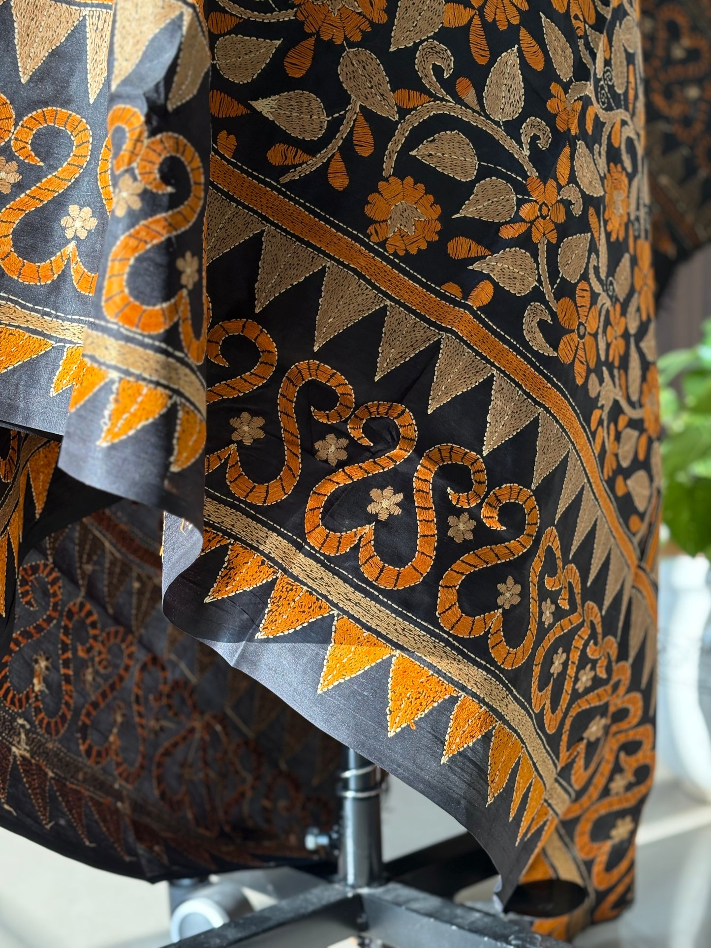 Kantha Hand Embroidary Full Work Pure Banglore Silk Dupatta. (With Silk Mark)