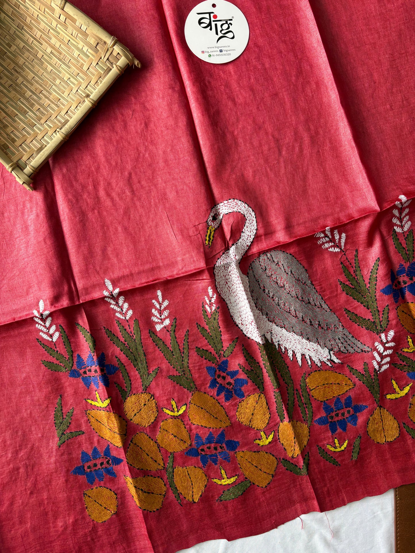 Kantha Stitch Pure Tassar Silk Blouse Piece