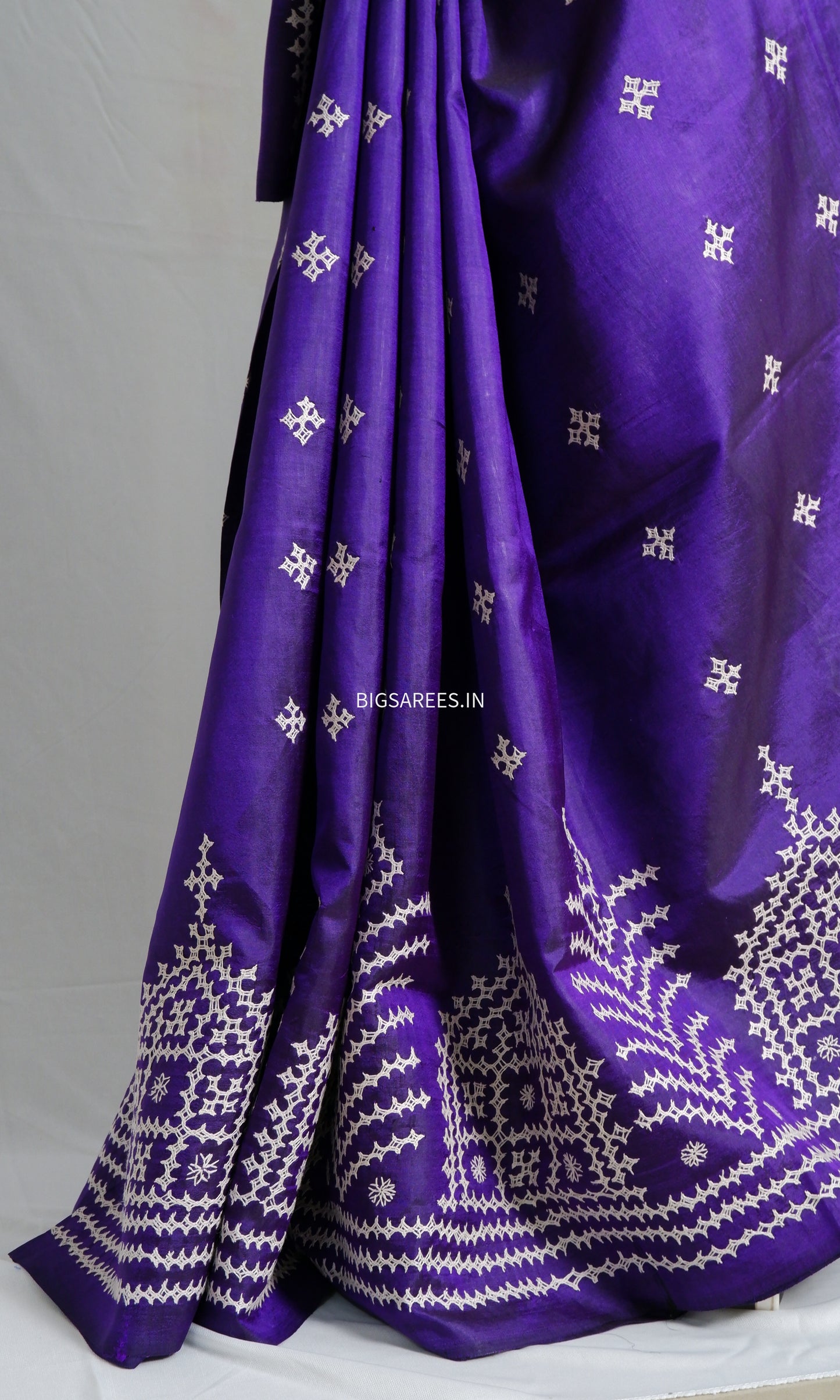 Kutch Hand Embroidered Pure Banglore Silk Saree