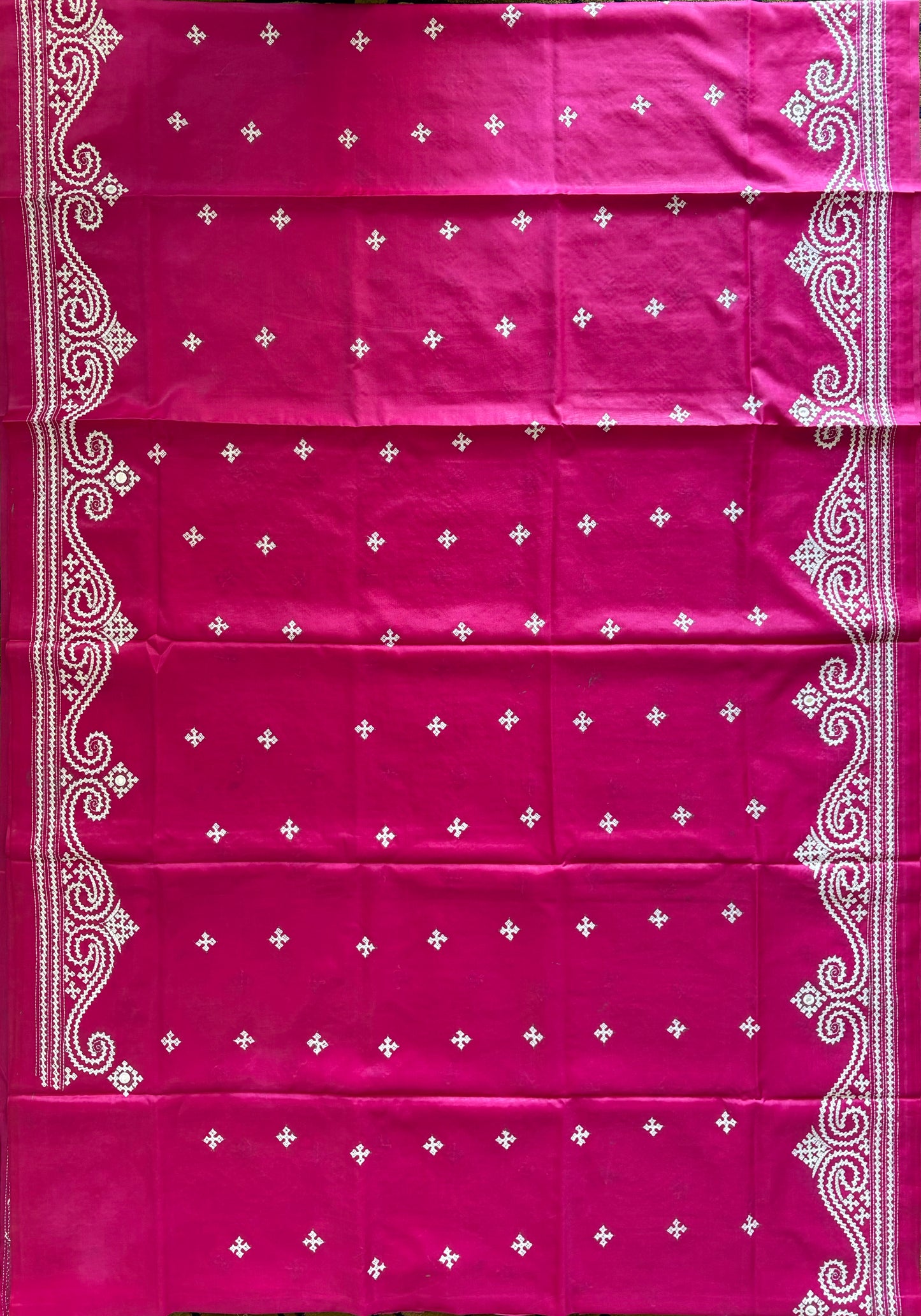 Gujrati Stitch/Kutch Hand Embroidered Art Silk Saree