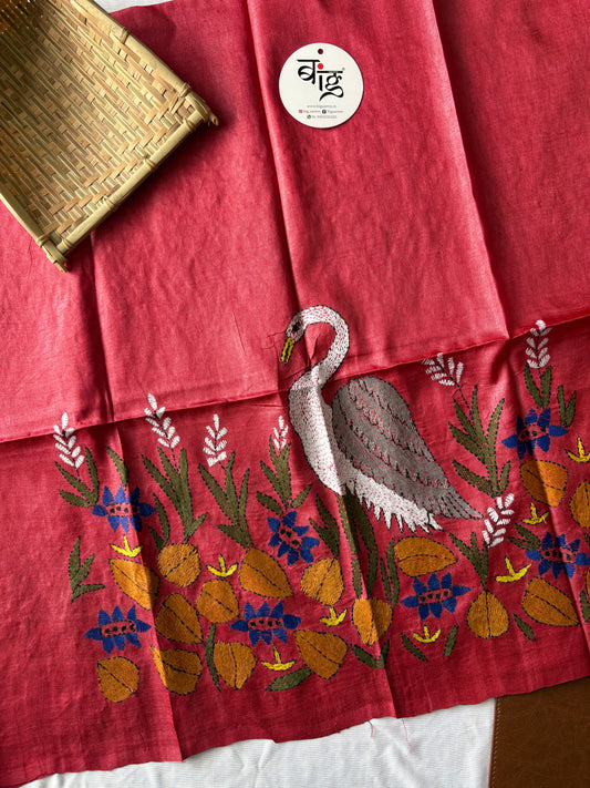 Kantha Stitch Pure Tassar Silk Blouse Piece