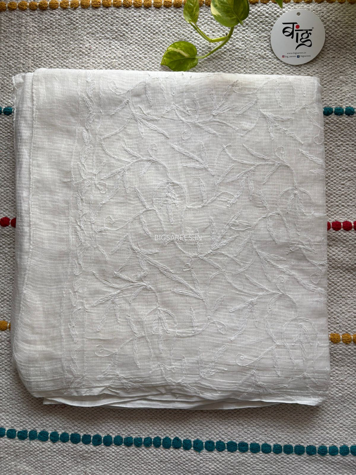 Chikankari Hand-Embroidered Saree | Kota Cotton | White