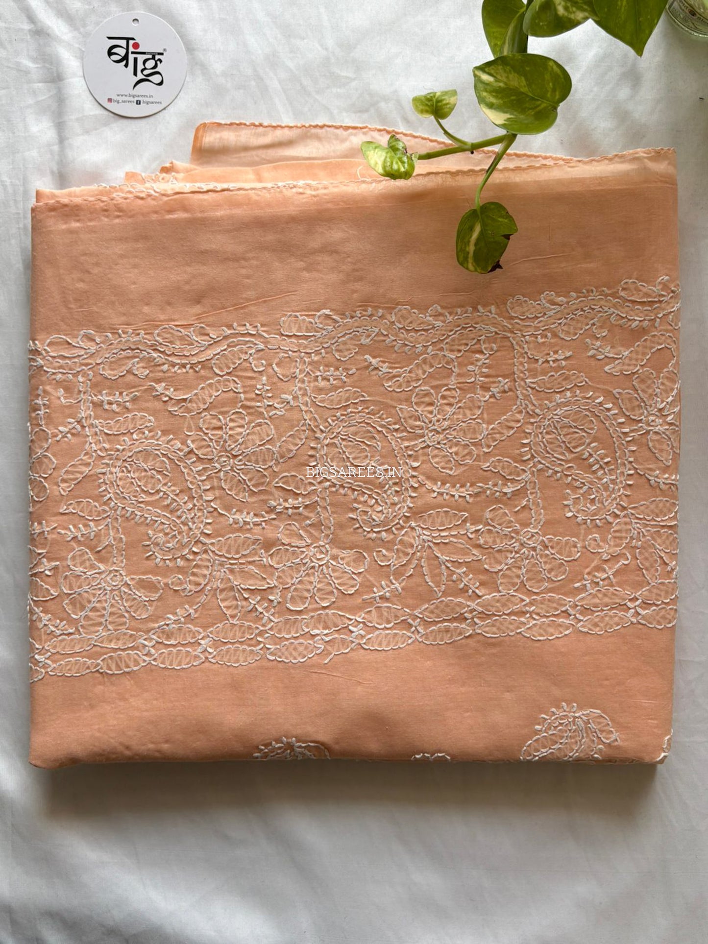 Chikankari Hand-Embroidered Saree | Heavy Work | Cotton