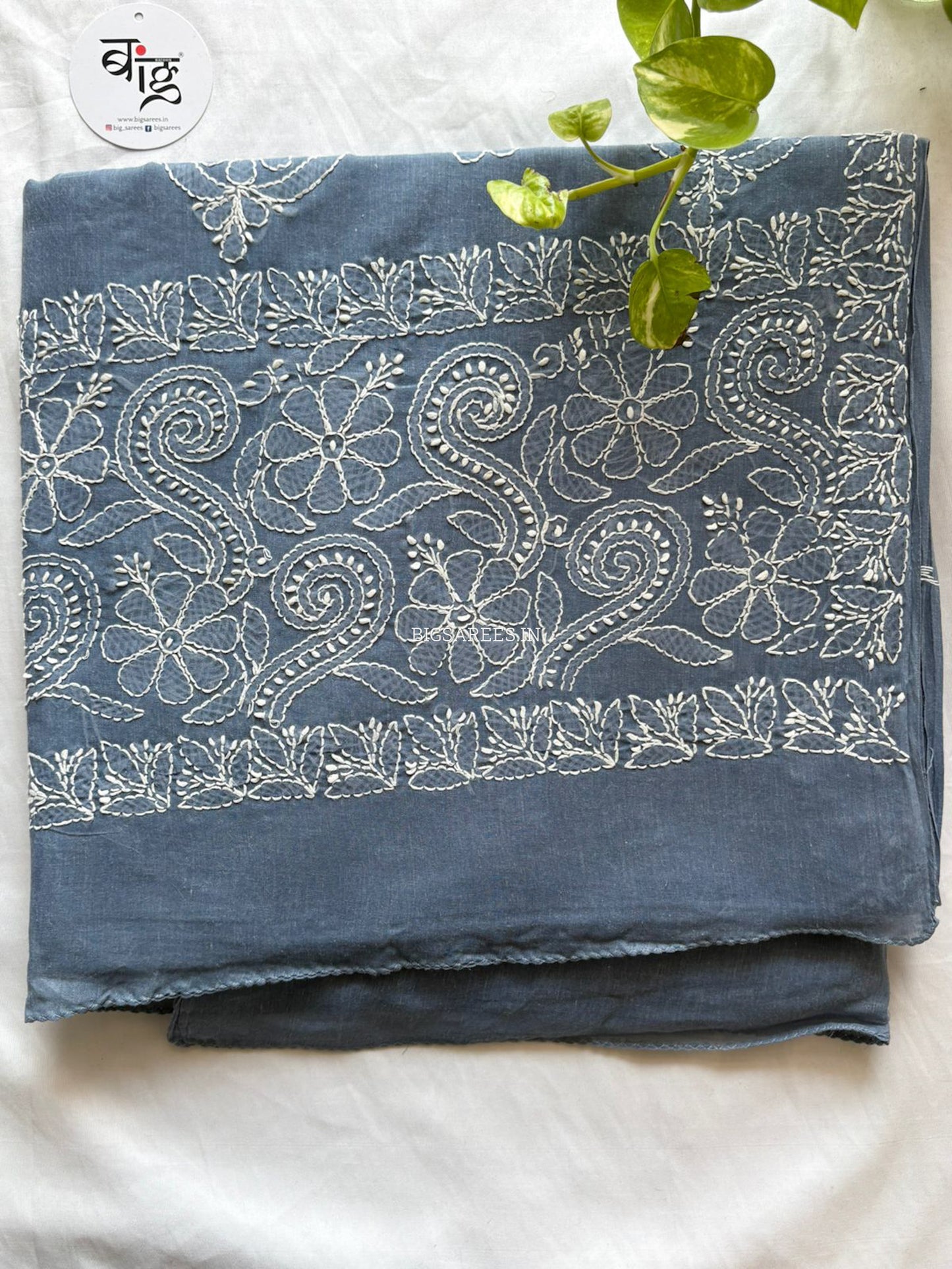 Chikankari Hand-Embroidered Saree | Heavy Work | Cotton