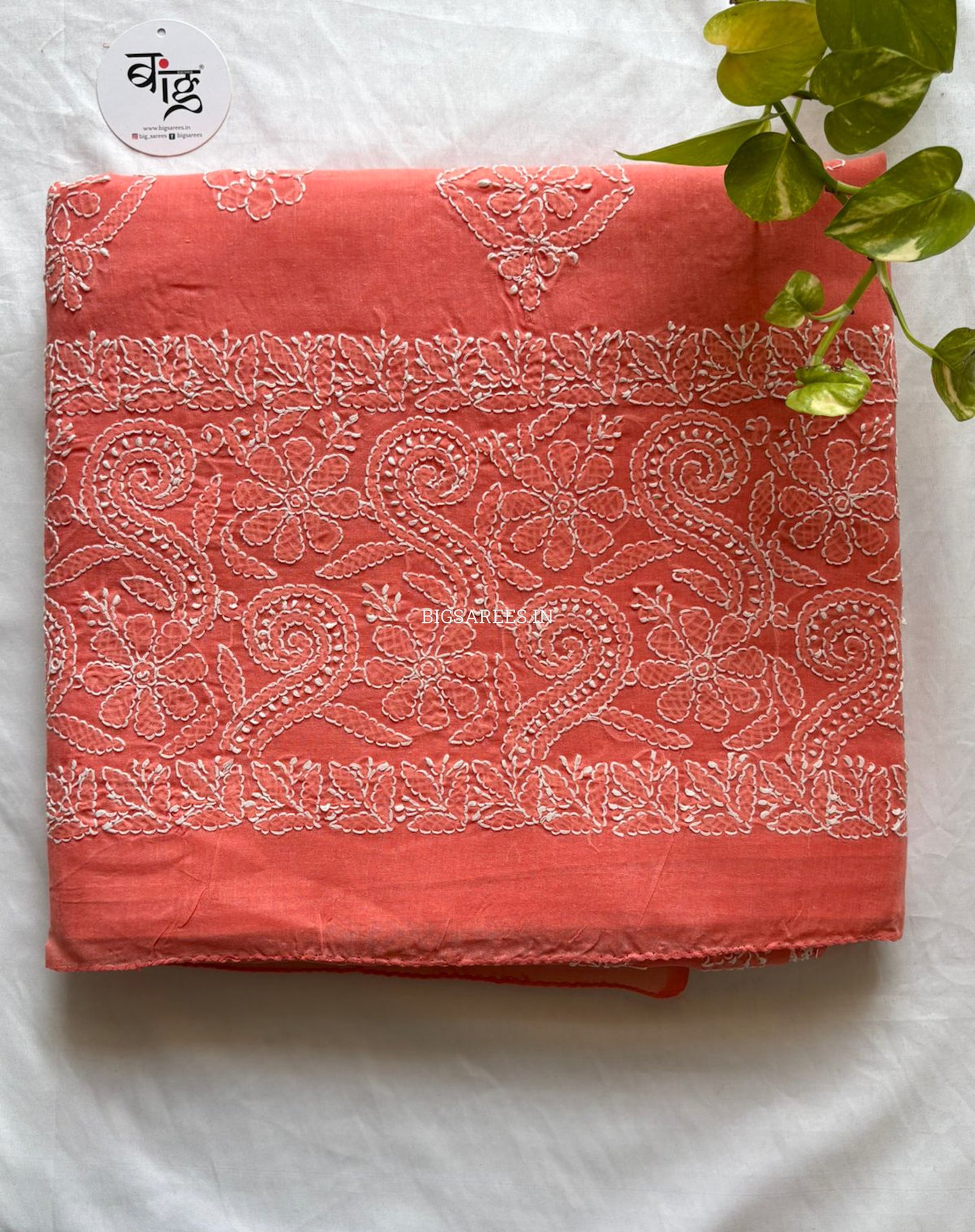 Chikankari Hand-Embroidered Saree | Heavy Work | Cotton