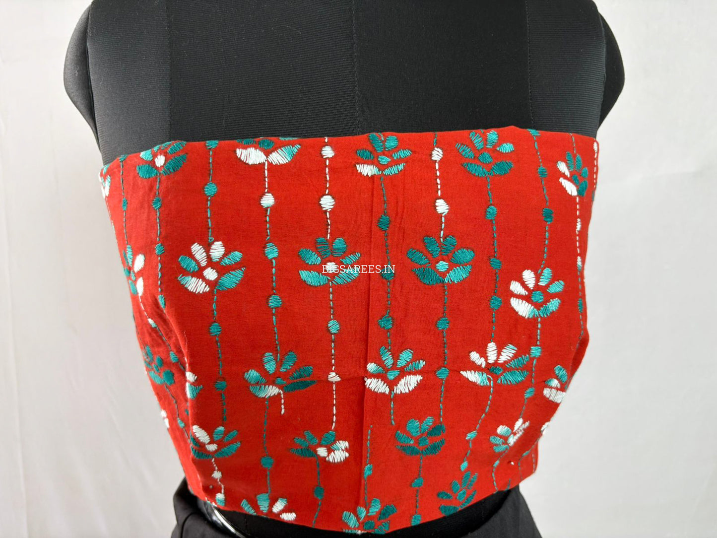 Kantha Stitch Semi Tussar with Blouse | Hand-Embroidered | Teal