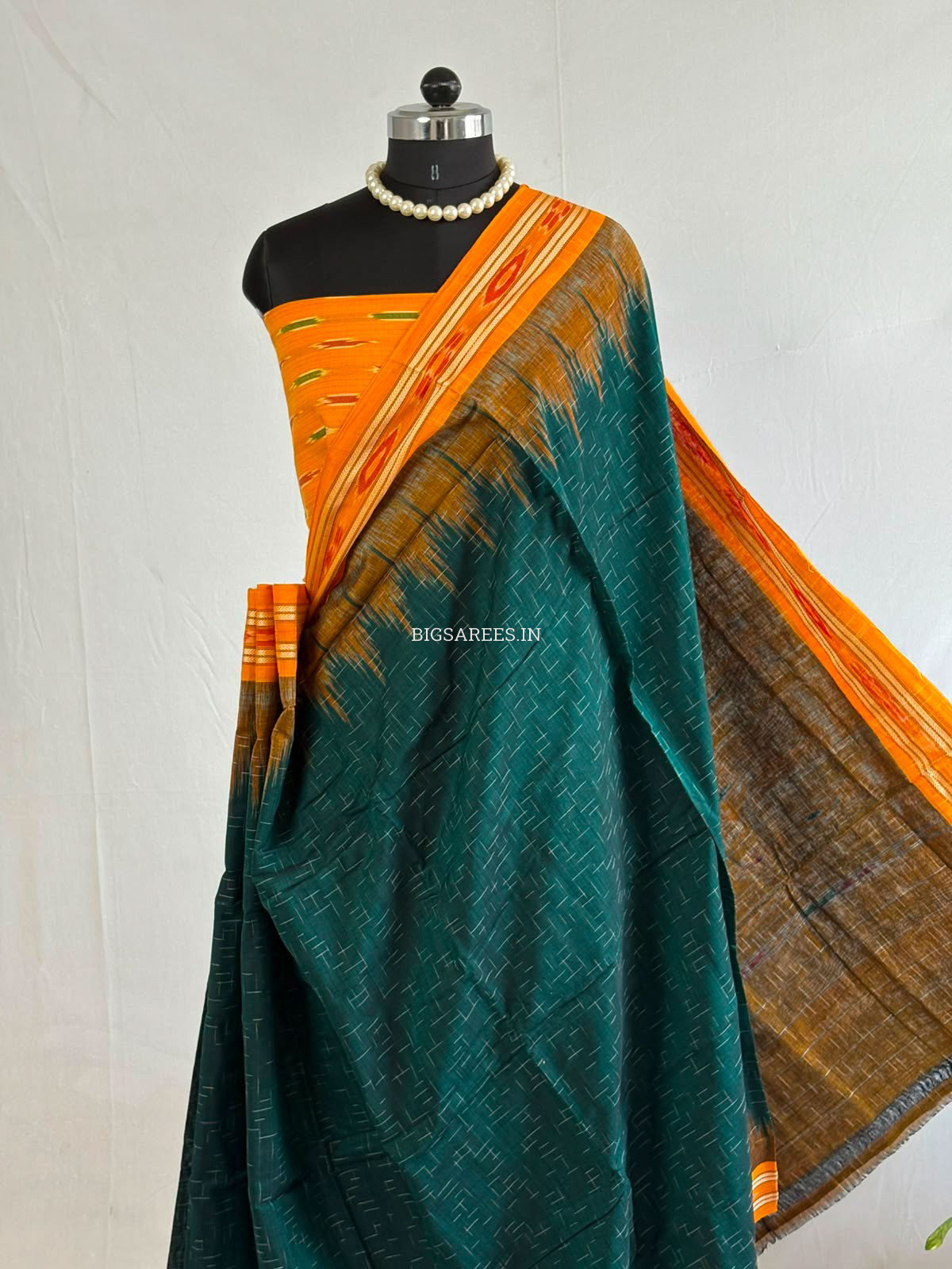 Sambalpuri Ikat Handwoven Saree | Cotton | Green