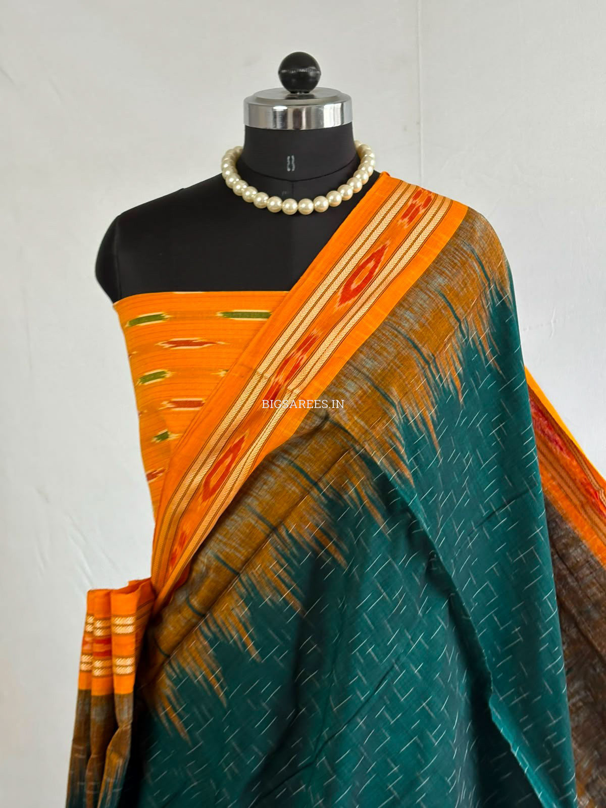 Sambalpuri Ikat Handwoven Saree | Cotton | Green