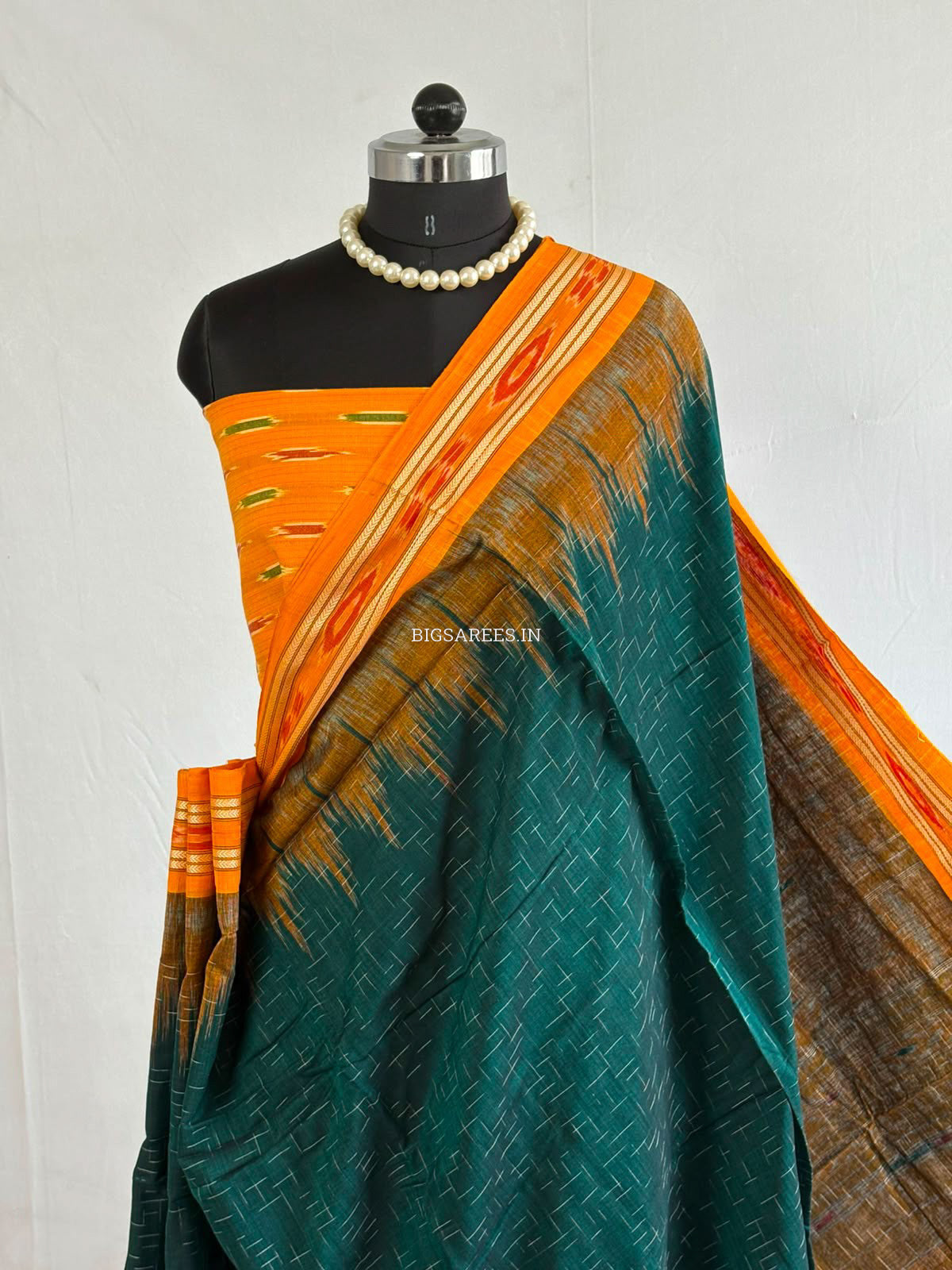 Sambalpuri Ikat Handwoven Saree | Cotton | Green