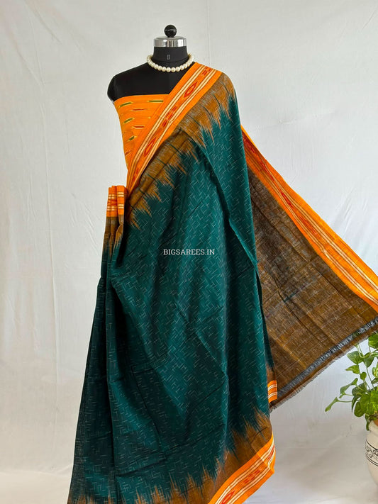 Sambalpuri Ikat Handwoven Saree | Cotton | Green