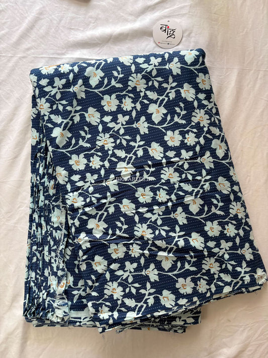 Block Print Design Cotton Fabric | Floral | Blue