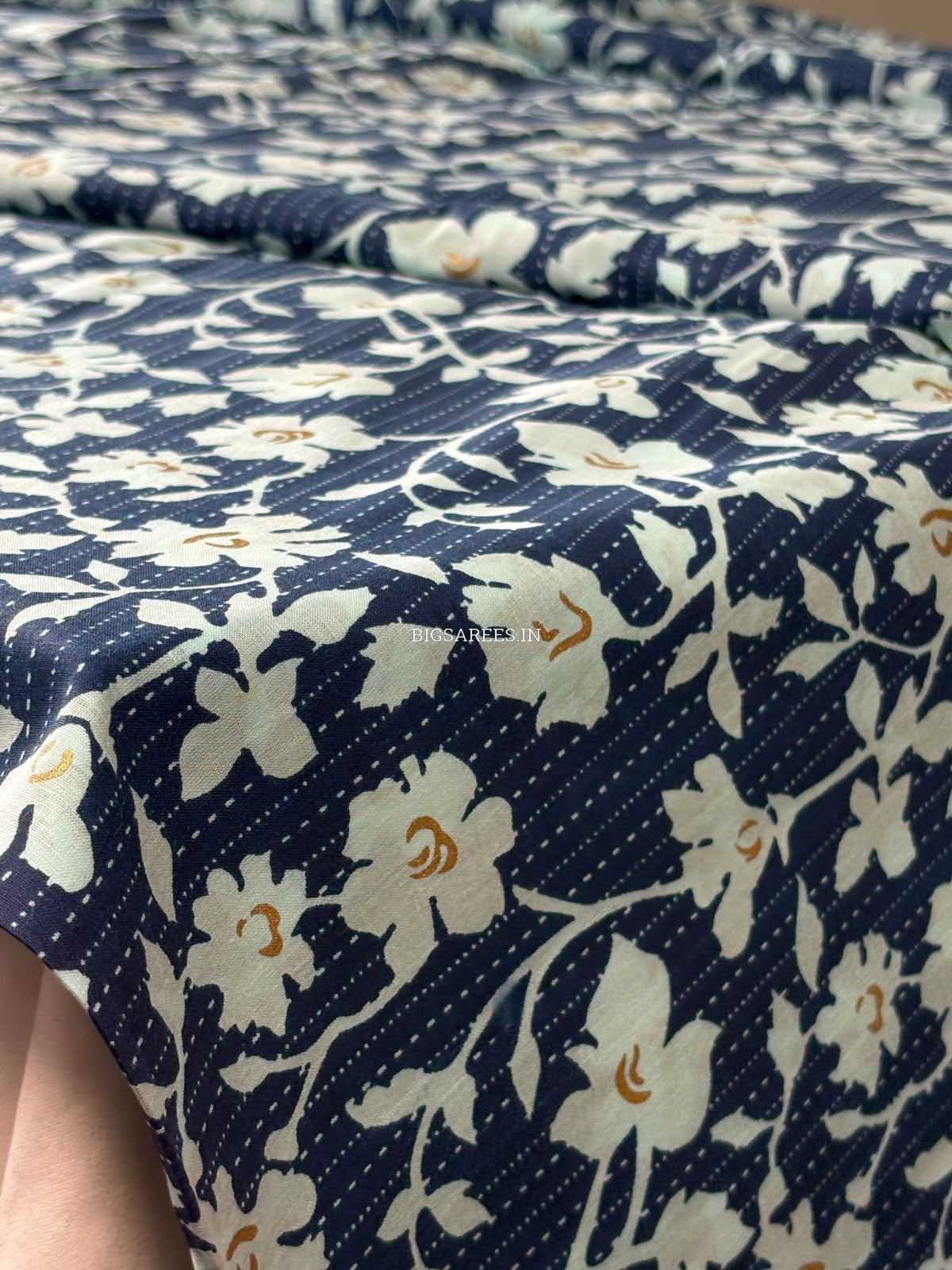 Block Print Design Cotton Fabric | Floral | Blue