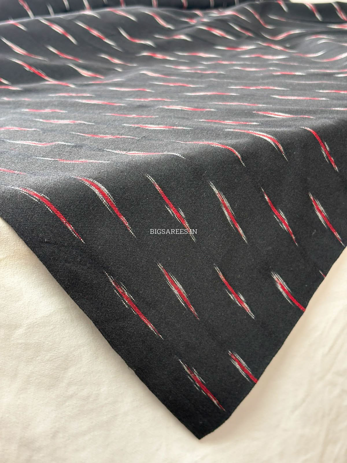 Ikat Woven Pure Cotton Fabric | Black