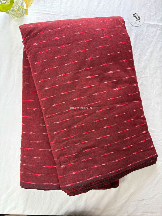 Ikat Woven Pure Cotton Fabric | Maroon