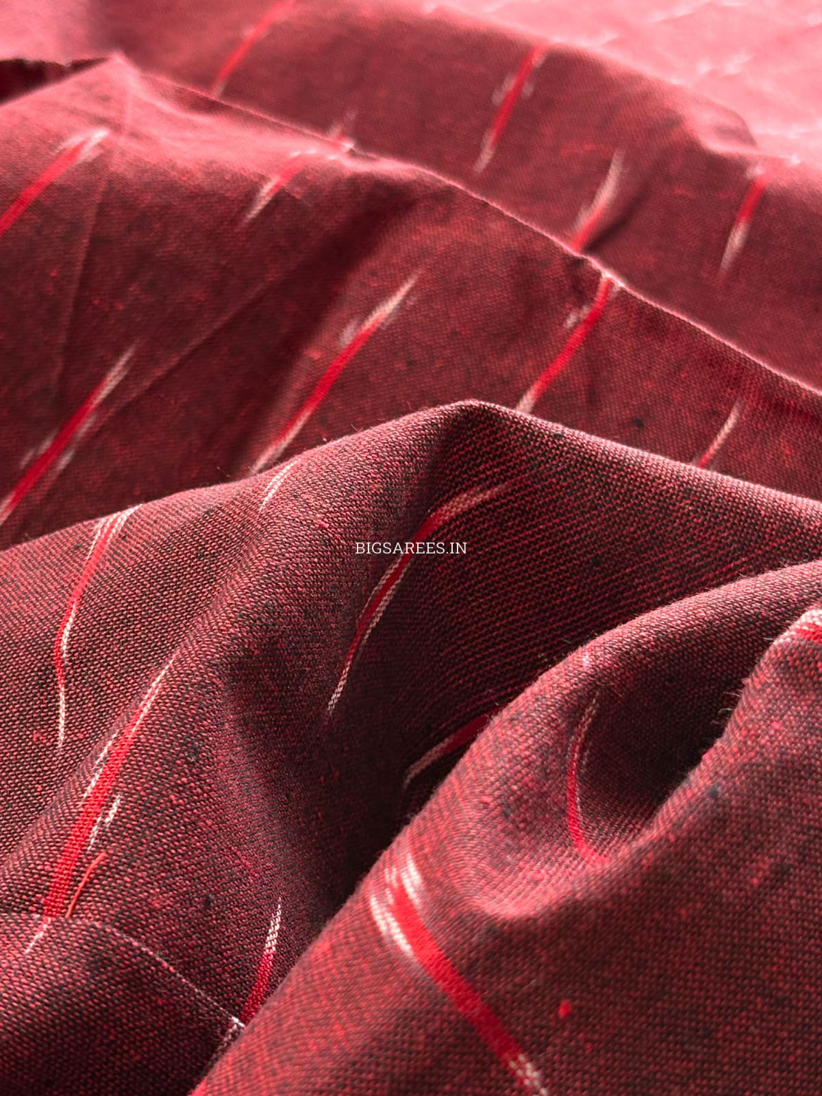 Ikat Woven Pure Cotton Fabric | Maroon