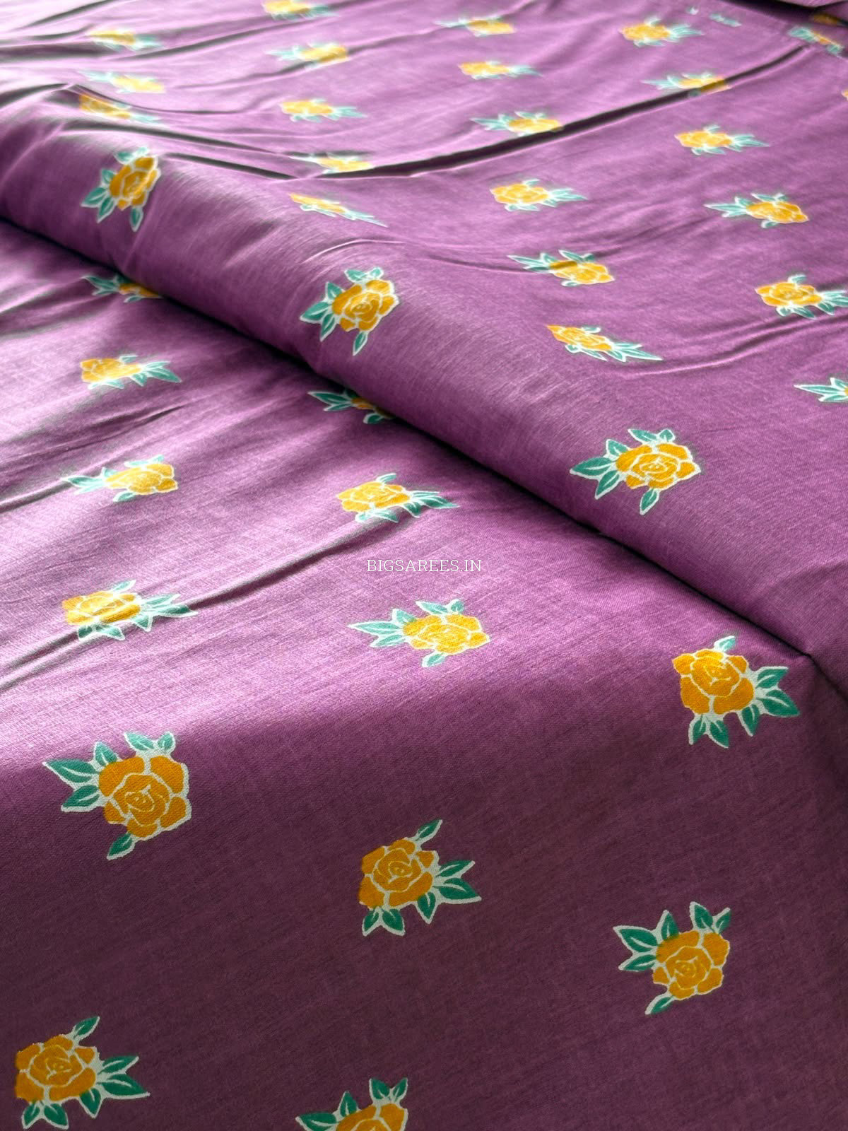 Block Print Design Cotton Fabric | Floral | Violet