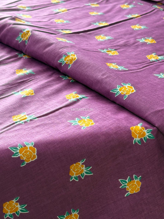 Block Print Design Cotton Fabric | Floral | Violet