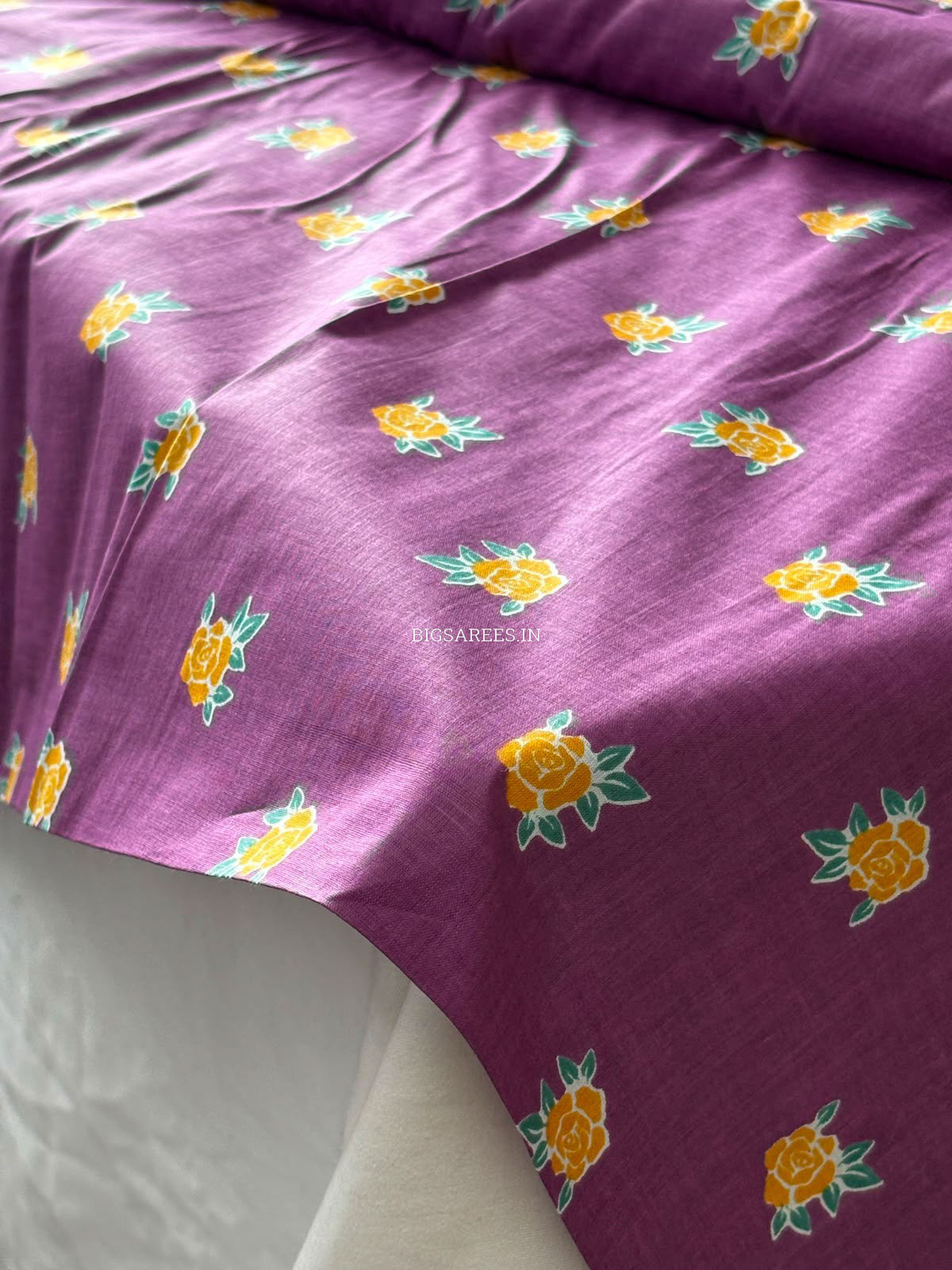 Block Print Design Cotton Fabric | Floral | Violet
