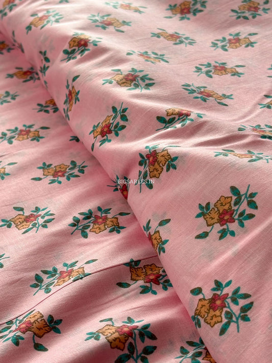 Block Print Design Cotton Fabric | Floral | Pink