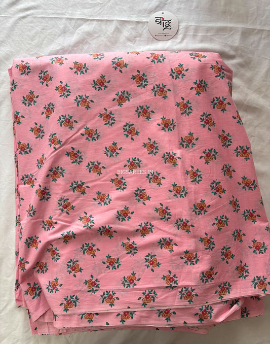 Block Print Design Cotton Fabric | Floral | Pink