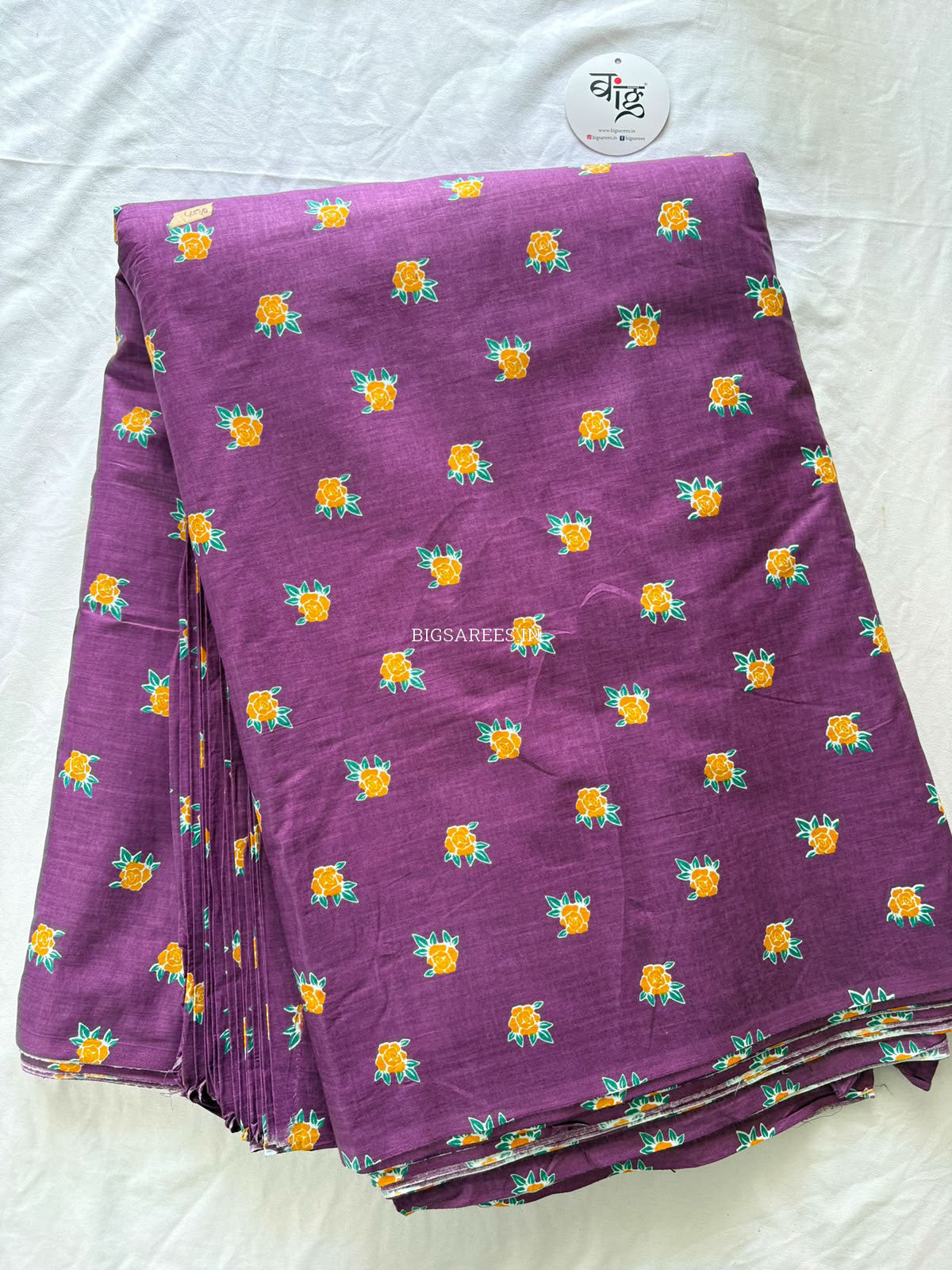 Block Print Design Cotton Fabric | Floral | Violet
