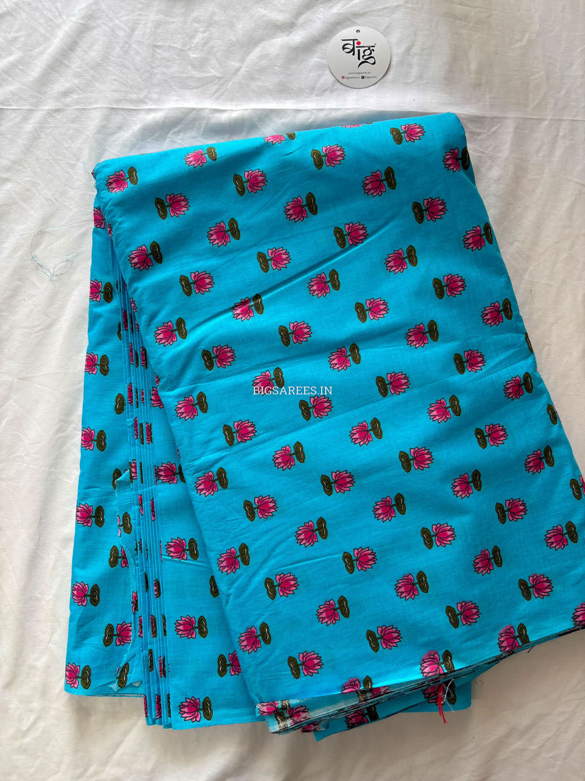 Block Print Design Cotton Fabric | Floral | Blue