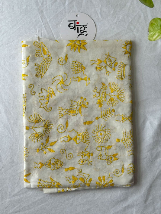 Kantha Stitch Art Silk Blouse Piece