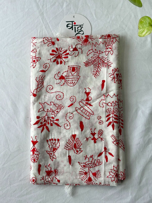 Kantha Stitch Art Silk Blouse Piece