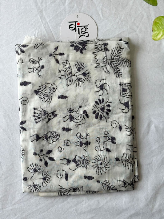 Kantha Stitch Art Silk Blouse Piece