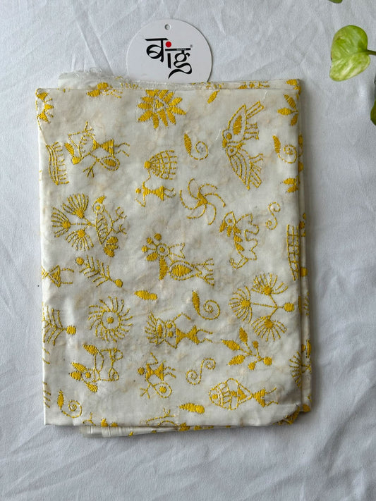 Kantha Stitch Art Silk Blouse Piece