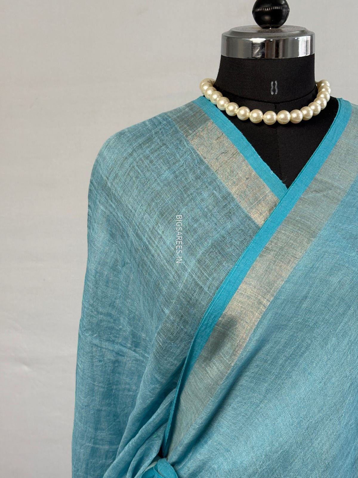 Pure Jayshree Linen Saree | Plain | Blue