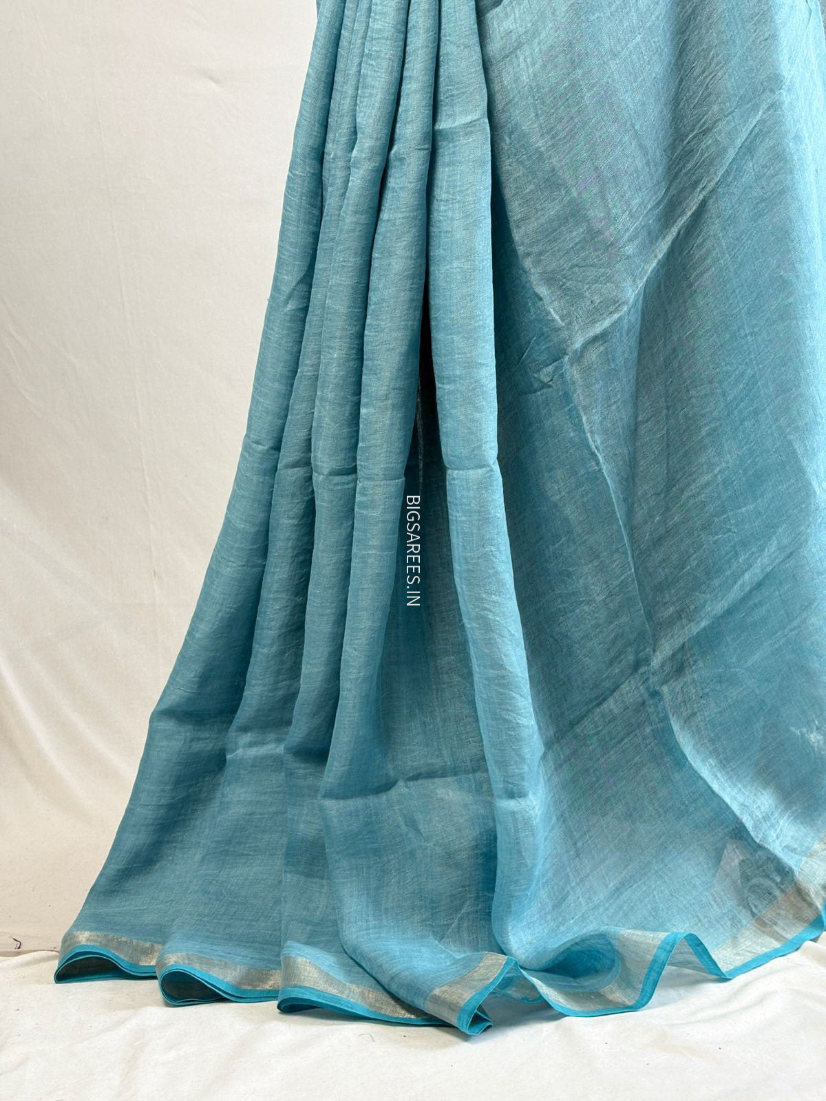 Pure Jayshree Linen Saree | Plain | Blue