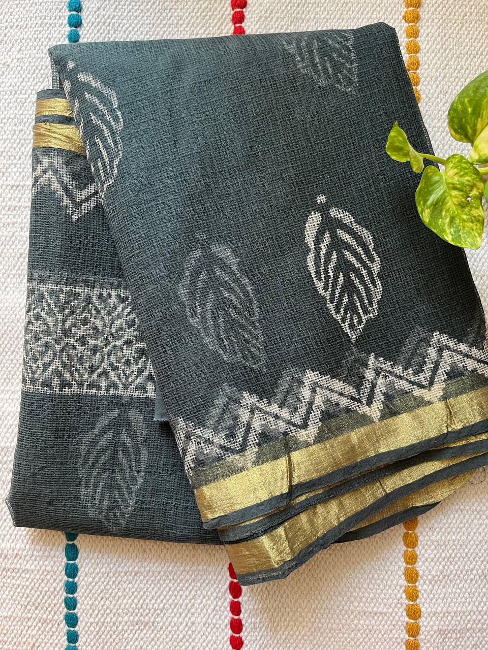 Handblock Printed With Natural Color Kota Doria Saree