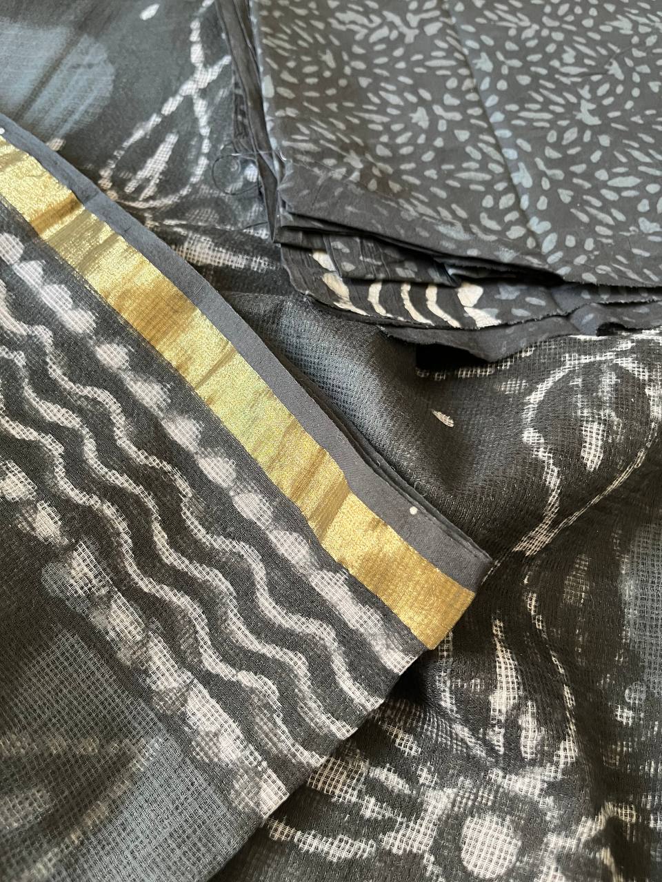 Handblock Printed With Natural Color Kota Doria Saree